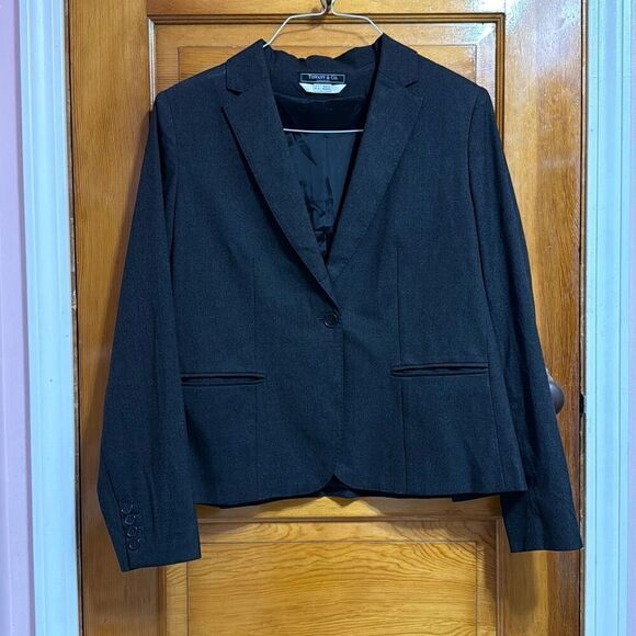 Tiffany & Co. Charcoal Grey One Button Blazer Women’s US 10 - Picture 1 of 8